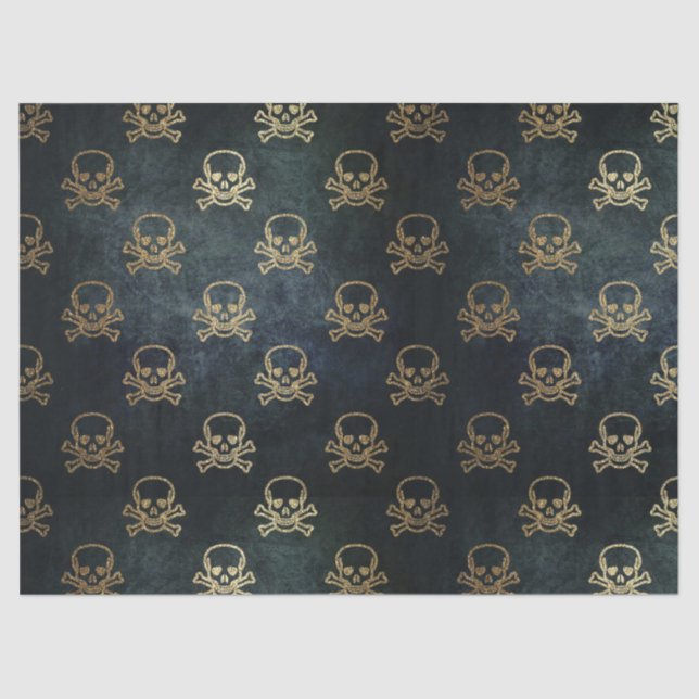 Gold Skulls Pattern Decoupage 20x30 Tissue Paper (Front)