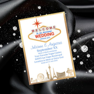 Gold Skyline Las Vegas Wedding Invitation