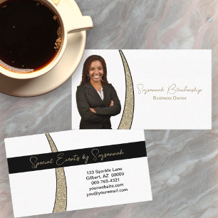 Gold Sliver of Faux Glitter Professional Photo Business Card