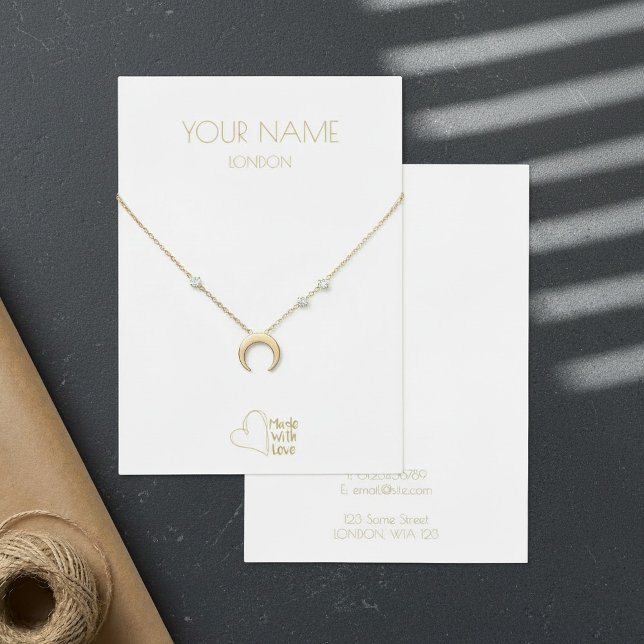 Gold small heart necklace, bracelet display card (Gold small heart necklace, bracelet display card.)