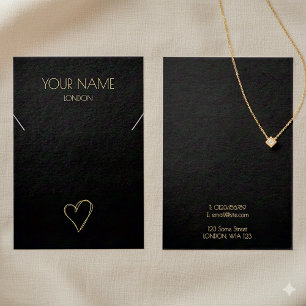 Gold small heart necklace or bracelet display card