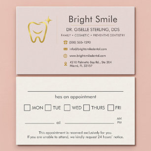Gold Smile Tooth Pink Dental Dentist Appointment Business Card