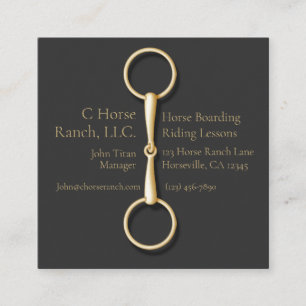 Gold Snaffle Bit on Black Equestrian Industry Square Business Card
