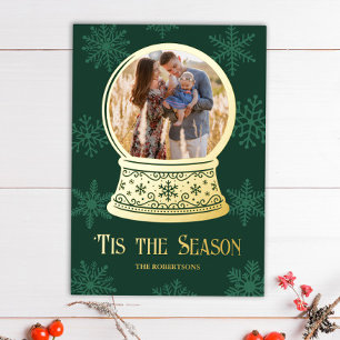 Gold Snow Globe Custom Photo Christmas