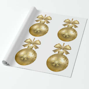 Gold Snowflake Bauble Ornament Wrapping Paper