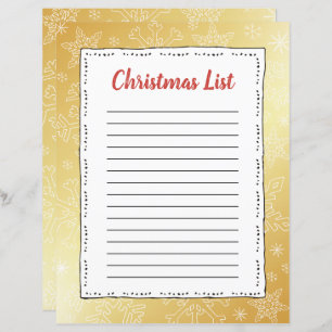 Gold Snowflake Christmas BG Santa Wish List