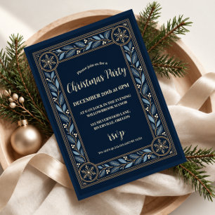 Gold Snowflake Christmas Party Invitation
