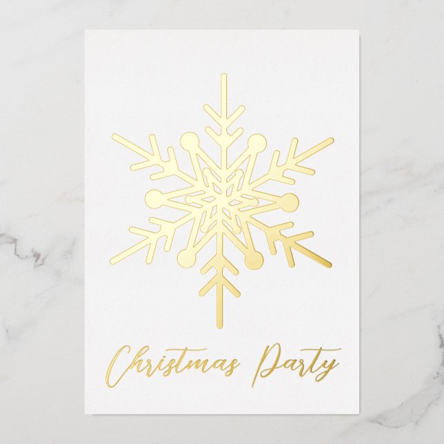 Gold snowflake Christmas party invitation real  (Front)