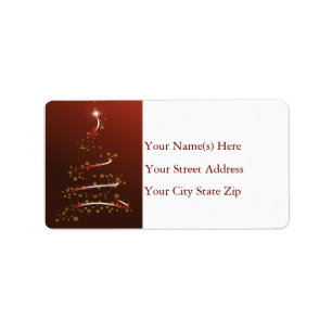 Gold Snowflake Christmas Tree Address Label