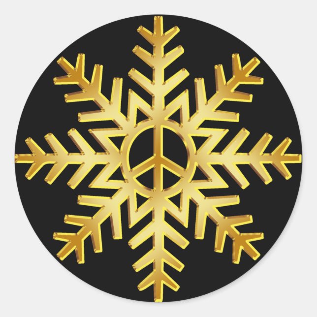 GOLD SNOWFLAKE CLASSIC ROUND STICKER (Front)