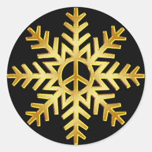 GOLD SNOWFLAKE CLASSIC ROUND STICKER