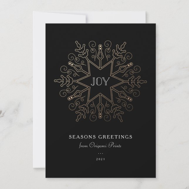Gold Snowflake Corporate Holiday Card (Front)