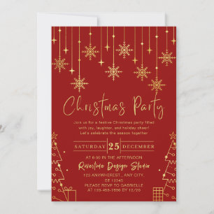 Gold Snowflake Elegant Corporate Christmas Party Invitation