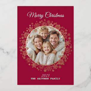 Gold Snowflake Frame Holiday Card