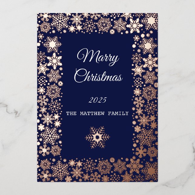 Gold Snowflake Frame Holiday  Card (Front)