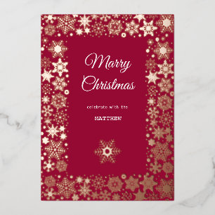 Gold Snowflake Frame Holiday Invitation Card