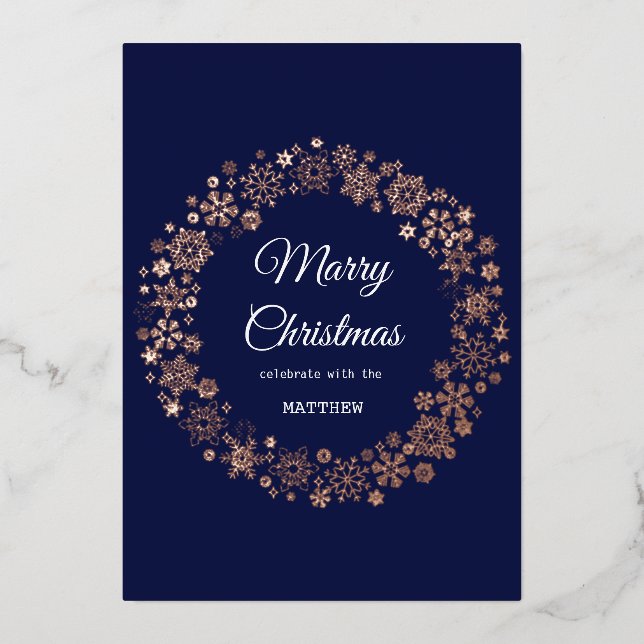 Gold Snowflake Frame Holiday Invitation Card (Front)