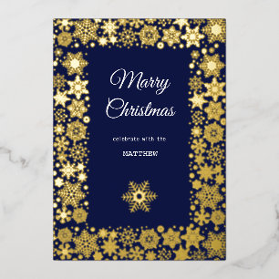 Gold Snowflake Frame Holiday Invitation Card