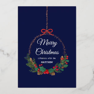 Gold Snowflake Frame Holiday Invitation Card