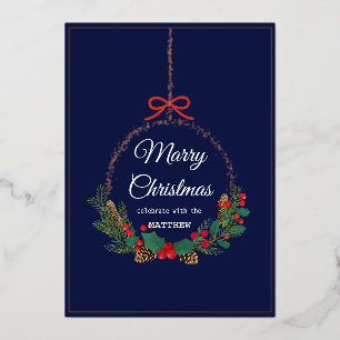 Gold Snowflake Frame Holiday Invitation Card