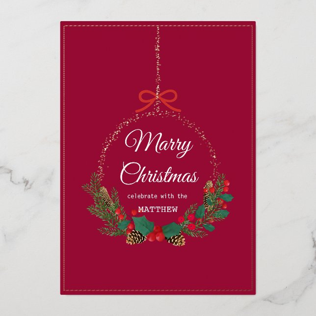Gold Snowflake Frame Holiday Invitation Card (Front)