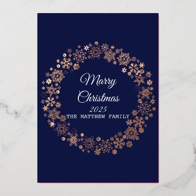 Gold Snowflake Frame Holiday Invitation Card (Front)