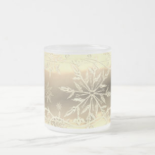 Gold snowflake frosted mug