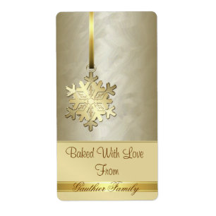 Gold Snowflake Gold Foil Holiday Baking Label