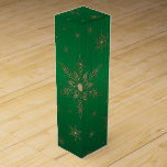 Gold Snowflake Green Metallic Wine Gift Box<br><div class="desc">The Gold Snowflake Green Metallic Wine Gift Box is fully customisable and can be used for multiple purposes. Designed by Norman Reutter.</div>