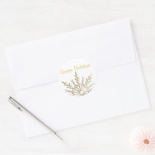 Gold Snowflake Happy Holidays Envelope Seals