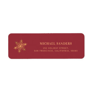 Gold snowflake modern Christmas return address