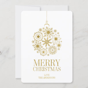 Gold Snowflake Ornament Christmas Holiday Card