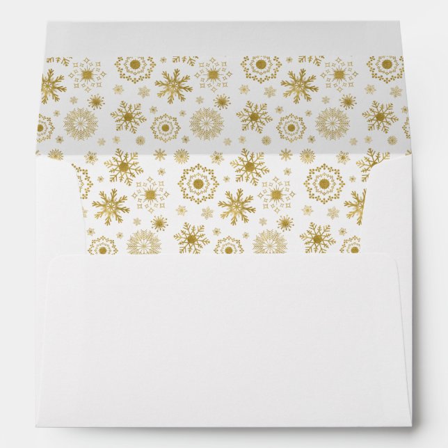 Gold Snowflake Ornament Christmas Holiday Envelope (Back (Bottom))