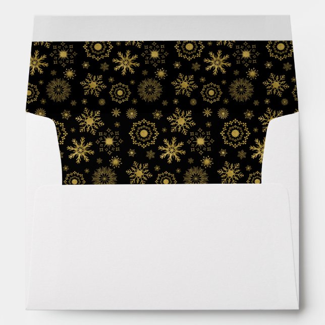 Gold Snowflake Ornament Christmas Holiday Envelope (Back (Bottom))