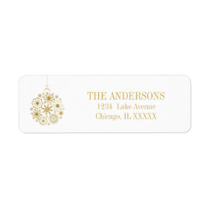 Gold Snowflake Ornament Holiday Address Label