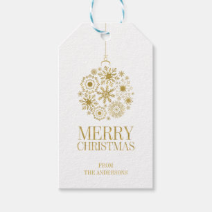 Gold Snowflake Ornament Holiday Gift Tags