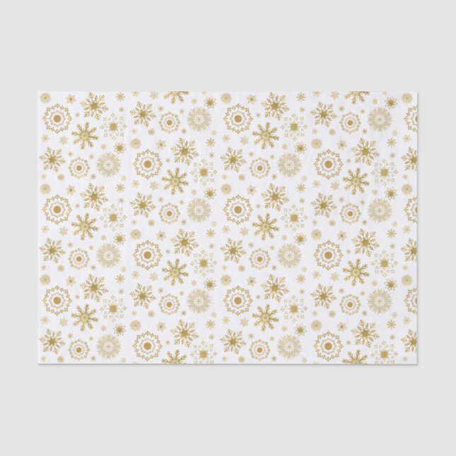 Gold Snowflake Ornament Holiday Tissue Paper (Front)