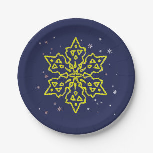 Gold Snowflake Paper Plate