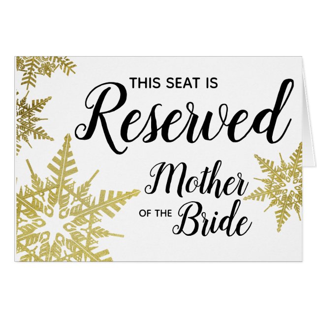 Gold Snowflake Reserved Seat Sign (Front Horizontal)