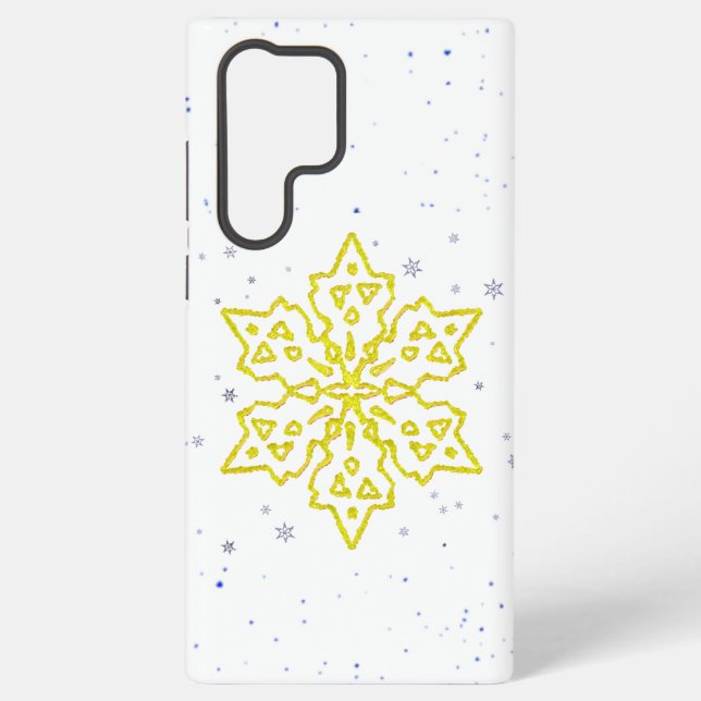 Gold Snowflake Samsung Galaxy S22 Ultra Case (Back)