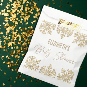 Gold Snowflake Winter Baby Shower Favour Bags