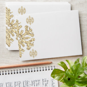 Gold Snowflake Winter Birthday Envelope