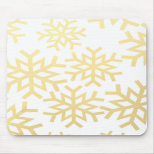 Gold Snowflake Winter Holiday Christmas Pattern Mouse Pad