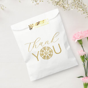 Gold Snowflake Winter Thank You Favour Bags