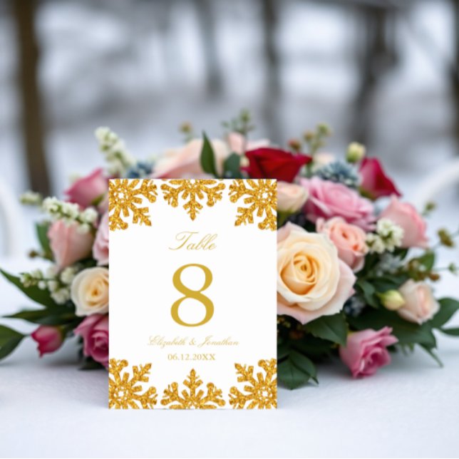 Gold Snowflake Winter Wedding Table Number (Creator Uploaded)