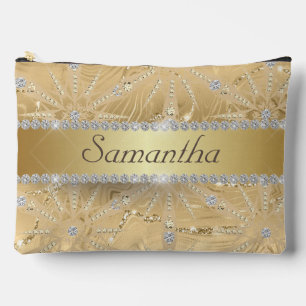 Gold Snowflake With Sparkle Diamond Custom Name Accessory Pouch