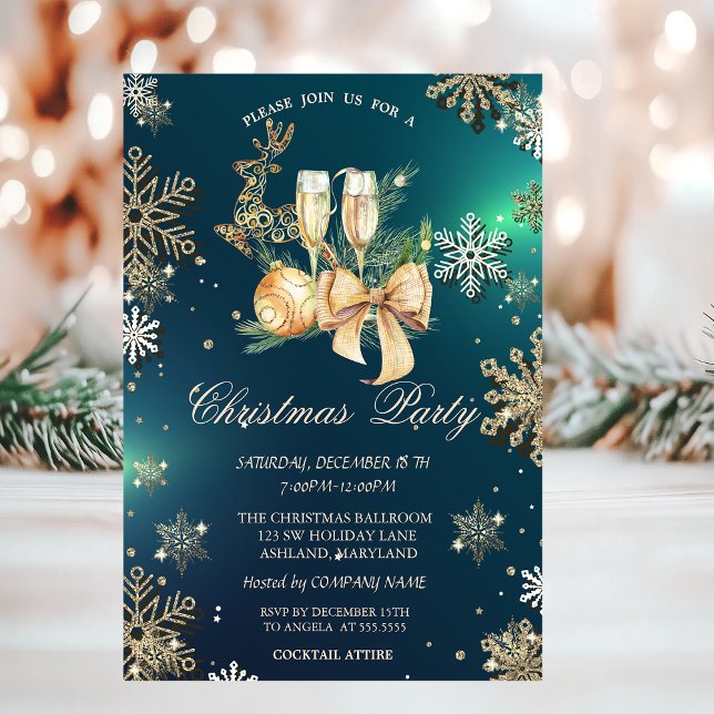 Gold Snowflakes,Christmas Balls,Reineer Company Invitation (Creator Uploaded)