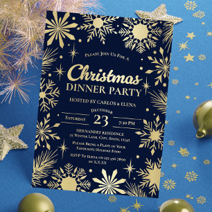 Gold Snowflakes Christmas Dinner Party Navy