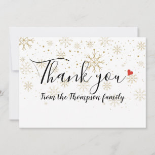Gold Snowflakes Christmas Holiday Thank You Card