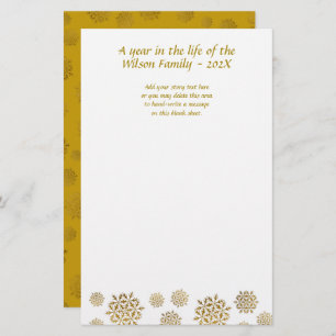 Gold Snowflakes Christmas Letter Writing Paper